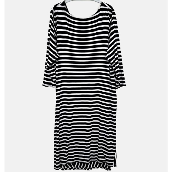 Lane Bryant Striped Side-Knot Midi Dress Womens 22/24 V-Neck Stretch 3/4 Sleeve - Picture 6 of 14